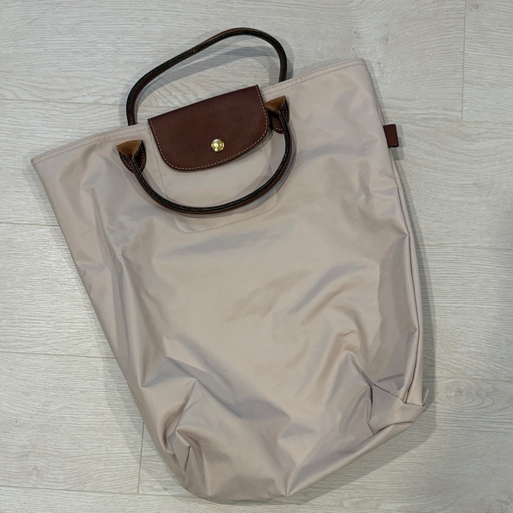 Longchanp Elegant Cream and Brown Women's Tote Bag